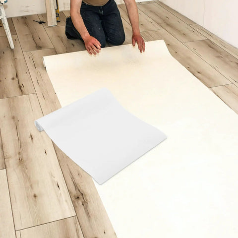 Hella Durable Peel And Stick Wallpaper Roll Straight Fire Heat Resistant Crystal Clear Countertop Shield laid out on flooring.