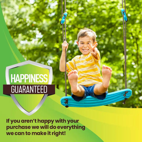 Kid on blue Kick Stand Up Tree Swing For Backyard And Outdoor Swingsets Kid Friendly Platform Swing with Adjustable Handles