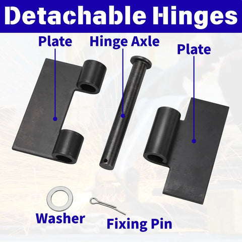 4 Pack Beefy Heavy Duty Weld On Hinges Metal 4.2 x 4.4 Inch components: hinge plates, axle, washer, and pin set for trailers