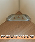 Heavy Duty Stainless Steel Corner Brackets for Wood Right Angle Furniture Connectors secured on wooden corner surface