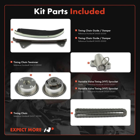 DIY Ready Engine Timing Chain Kit With Sprocket, Tensioner And Guide For 2.0L DOHC Hyundai Elantra parts image