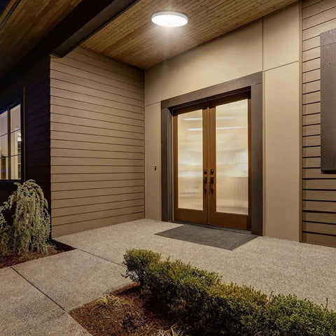 Super Bright Motion Sensor Ceiling Light With Radar And Ambient Light Sensor, 12W LED Flush Mount illuminating porch area