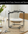 Tea Cup Holder For Countertop And Display Stand Foldable Metal Rack For Saucers And Espresso Cups in dining room setting.