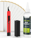 Golf Grip Regrip Kit With 5oz Solvent 15 Grip Tapes Hook Blade And Rubber Vise Clamp shown with components displayed.