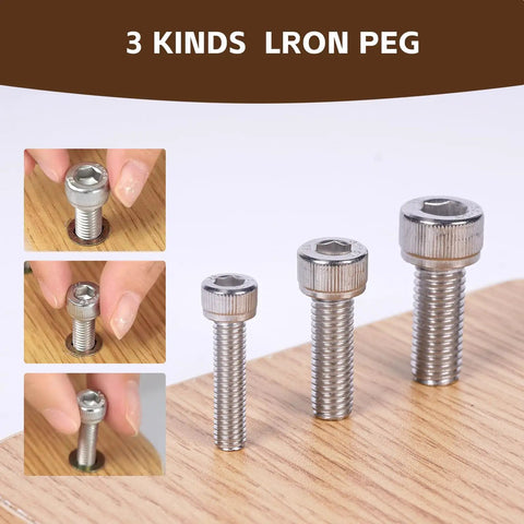 Three iron pegs on wooden surface for Premium Wooden Finger Pegboard For Adults Hand Therapy And Fine Motor Skill Rehab Top Notch Occupational Therapy Tool With Durable Splinter Free Design For Safe Long Term Stroke Rehab