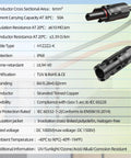 Specification details of 30Ft 10 Gauge Solar Extension Cable With Male And Female Connectors For Outdoor RVs And Off Grid Solar Systems, Heavy Duty 84 Tinned Copper Wire For Low Loss Power Transfer, All Weather Ready Black And Red.