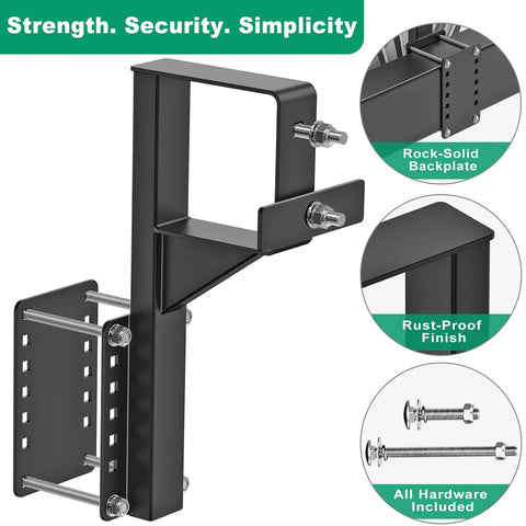 Rugged Bolt On Spare Tire Carrier For 15 And 16 Inch Wheels, Steel Mount Bracket with rust-proof finish and hardware