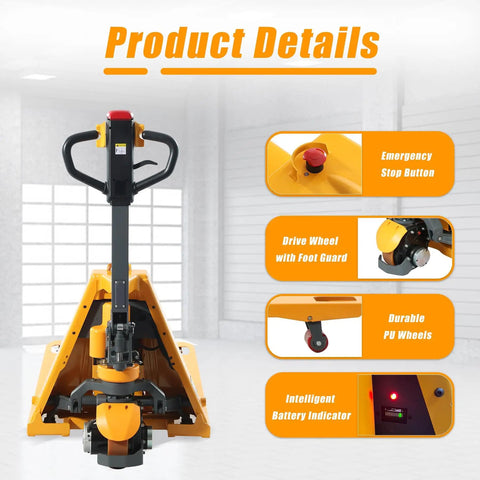 Heavy Duty Electric Pallet Jack Truck Delivering Killer Performance With Rock Solid 3300 Pound Capacity Plus Fast Charge Lithium Battery For No Sweat Material Handling