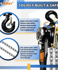 1 Ton Chain Hoist With 10 Foot Lift Manual Lever Chain Hoist G80 Chain Manganese Steel Heavy Duty Hooks Detail