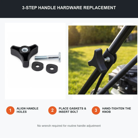 Upgrade Your Lawn Mower Game With This Slick Four-Set Handle Knob And M8 Bolt Repair Kit Featuring 47mm Stainless Hardware For A Snug Fit That Keeps Your Deck Gripping Strong So You Can Get Back To Mowing Smoothly Today.
