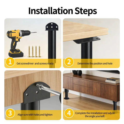 Installation steps for Level Out Your Living Room Like A Pro With Heavy Duty Adjustable L Shape Furniture Legs 4 Pack.