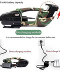 Beast Mode Electric Strapping Machine Hot Seal Box Baler with 3000mAh battery and charging options shown.