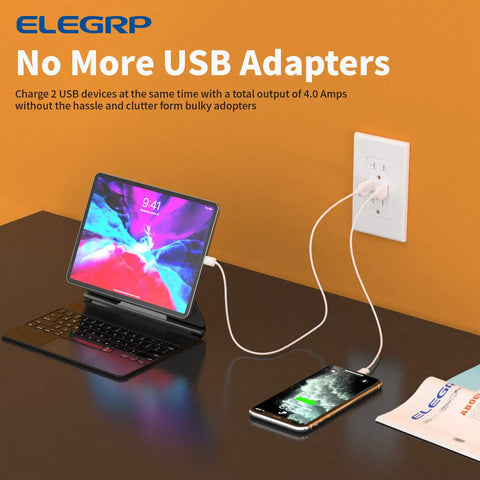 Dual USB Wall Outlet With 4.0A Fast Charging, 20 Amp Duplex Tamper Resistant Receptacle charging tablet and phone