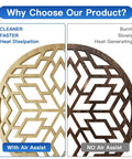 Ktondic laser air assist for engraver; left shows air assist in light wood, right shows no air assist in dark wood.