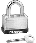 Silver Laminated Steel Warded Padlock With Keyed Lock For Indoor Or Outdoor Use One And A Half Inch Wide Body Five Eighth Inch Shackle Durable Includes Two Nickel Plated Keys Model 22D