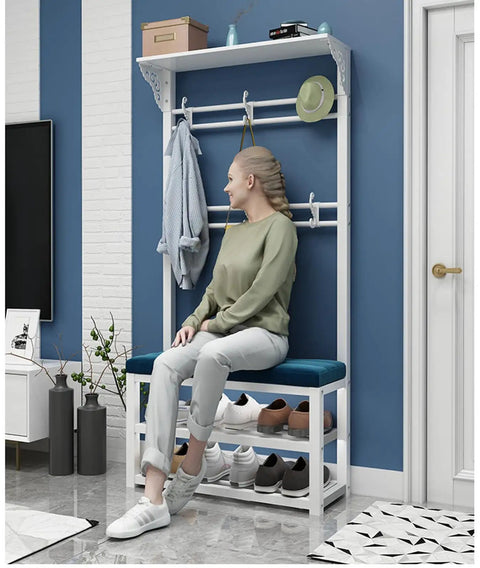 Multifunctional Shoe Cabinet With Bench And Coat Rack For Entryway And Hallway Space Saving 2 Level Shoe Shelves modern look 60CM