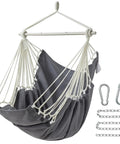 Heavy Duty Hanging Hammock Chair Swing With Footrest For Outdoor Patio Porch Lounge Up To 500 Lbs, Indoor Bedroom Living Room Relax Seat, Includes Portable Steel Spreader Bar And Hardware Kit, Dark Grey