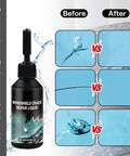Comparison of Upgraded Windshield Crack Repair Kit With Nano Glass Repair Liquid showing before and after crack fixes