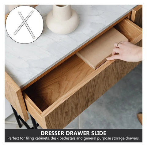 Heavy Duty Side Mounted Ball Bearing Drawer Slides One Pair 200Mm Full Extension Cabinet Hardware accessing a wooden drawer.
