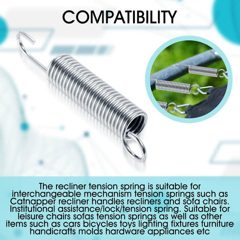 Heavy Duty 3 1 2 Inch Recliner Replacement Springs Two Piece Extension Tension Coils shown in detailed view.