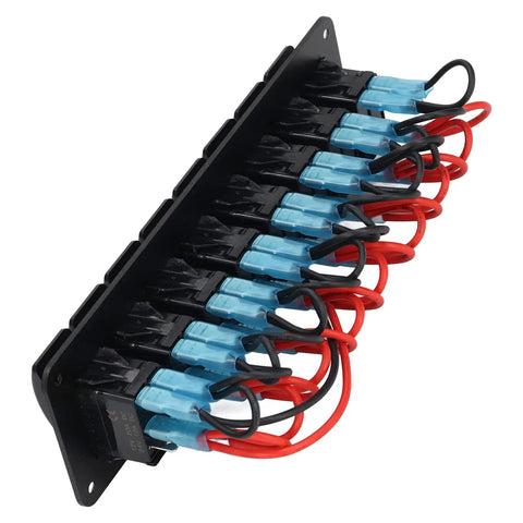 Eight Gang Rocker Switch Panel With LED Backlit On Off And Overload Protection For Car RV Bus Marine Boat, rear wiring view