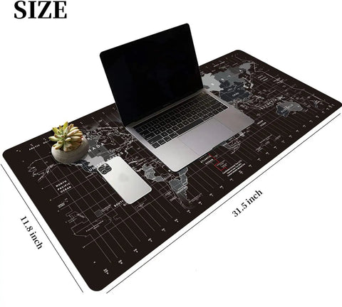 World Map Large Gaming Mouse Pad With Anti Slip Rubber Base Extended XXL Desk Mat For Gaming Keyboard And Mouse 31.5 By 11.8 Inches Ultra Smooth Surface Non Slip Big Desk Pad with laptop and phone
