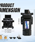 Beefed Up Heavy Duty 110V Brushless Diaphragm Water Pump Self Priming Four Chamber 6 GPM At 55 PSI dimensions and connectors