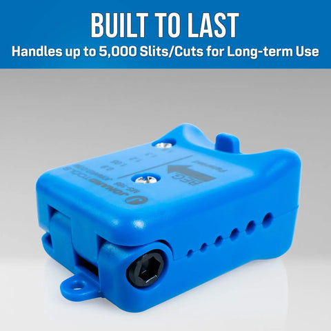 Mid Span Fiber Slitter For ABF Cables 0.9 To 1.5 Mm Precision Five Groove Blade Depth Control Pro Grade Safe Slitting Tool For Clean Outer Sheath Removal Without Damaging Internal Fibers, blue plastic tool