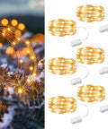 Six Pack Battery Operated Fairy Lights With 7 Foot Copper Wire And 20 LEDs Per String Warm White Firefly String Lights