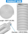Hella Durable Heavy Duty 100FT EPDM Rubber Backer Rod Quarter Inch Wide Caulk Saver Sealant Strip For Seamless Concrete Expansion Joints Classic Gray Color shown in coiled form with size details.