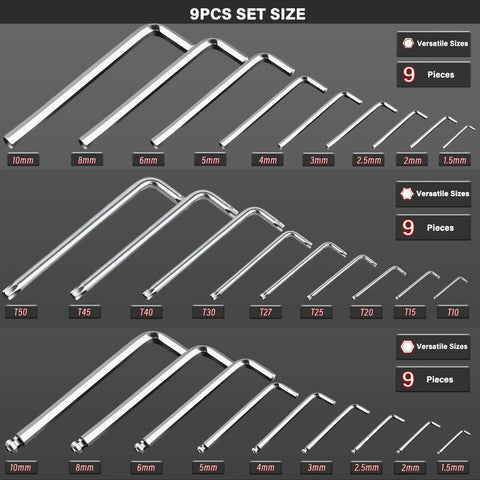 Check Out This Awesome 27 Piece Hex Key And Torx Wrench Set With Ball Ends For Heavy Duty Jobs Using Quality Crv Steel That Fits Metric Sizes And Star Heads Perfect For Any Dude Fixing Stuff Around The Shop Or Garage Today. 9-piece metric hex key and Torx set, 1.5mm-10mm, CRV steel