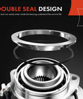 Close-up of double seal design on rear wheel bearing and hub assembly for 4 lug Nissan Sentra 2007 through 2012 L4 2.0L with 4 wheel ABS