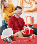 Couple exchanging gifts; Upgraded 6 Piece Screw Extractor Set For Stripped Broken Stuck Screws Easy Out Damaged Bolt Remover Kit