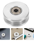 Beefy Aluminum U Groove Pulley Wheel With Double Bearing Silent Roller For Home Gym And Cable Pulley System High Efficiency Smooth Quiet Operation Fitness Equipment Accessory For Strength Training, silver aluminum pulley wheel