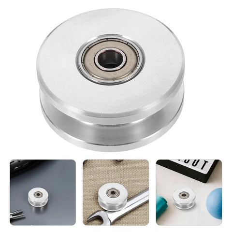 Beefy Aluminum U Groove Pulley Wheel With Double Bearing Silent Roller For Home Gym And Cable Pulley System High Efficiency Smooth Quiet Operation Fitness Equipment Accessory For Strength Training, silver aluminum pulley wheel