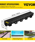 Low-Profile Trench Drain System With Plastic Grate 5.9x5.1 Inch HDPE Channel Drainage For Garden And Driveway 6 Pack