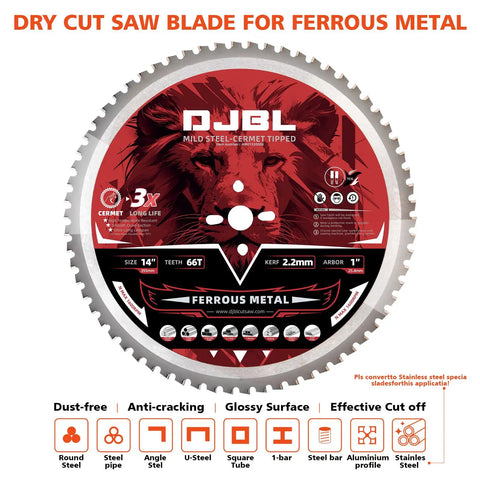 14 Inch 3500W Brushless Cold Cut Saw Workhorse for Metalwork, 66 Tooth Ferrous Metal Blade with Lion Design on Blade Surface