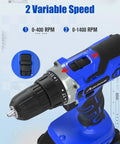 Cordless Drill Kit With Battery And Charger, 18 Plus 1 Clutch, 220 In Lbs Max Torque, Two Speed Variable Speed, Blue design