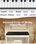 88 Keys Piano Keyboard Dust Cover Stretchy Protective Shield With Elastic Cord Locking Clasp Universal Fit For All 88 Keys Digital Pianos And Keyboards A Must Have Piano Gear displayed in a home setting.