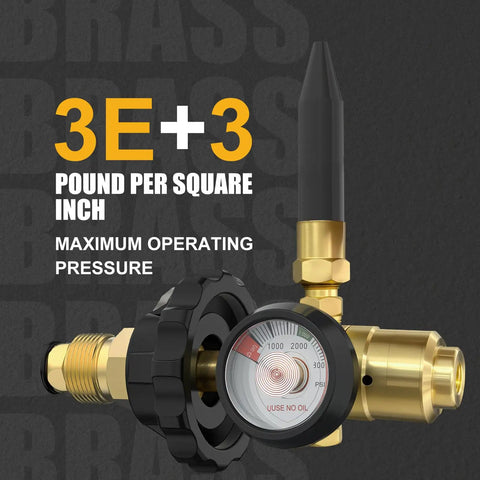 Helium Tank Regulator With CGA580 Valve Latex To Mylar Balloon Inflator Adapter Filler Valve High Speed Balloon Inflation Contents Gauge Hand Tight Connection Vertical Design For Easy Party Balloons, brass regulator with 3000 psi gauge