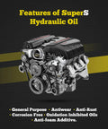 Beefed-Up Anti-Wear AW32 Hydraulic Oil For Log And Wood Splitters, Gearbox And Compressor Systems, 1 Gallon with engine illustration