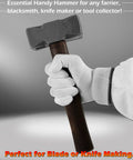 Gloved hand holding 2.2Lb Double Faced Forging Square Hammer For Farrier Bladesmithing And Blacksmithing A Must Have Tool