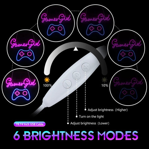 Dimmable Neon Sign With USB Power Live On Air LED Light with 6 brightness modes and brightness adjustment slider