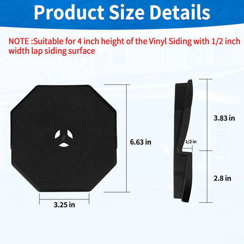Paintable Black Vinyl Siding Mounting Block For Outdoor Lights And Fixtures Thick Textured Block With Snug Fit And Color Match To Seamlessly Blend In With Your Home Exterior And Boost Curb Appeal. 6.63 in black vinyl siding block, 4-inch siding fit