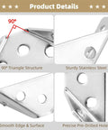 24 Piece Stainless Steel Triangle Corner Connectors Set for Cabinets Shelves Tables and Chairs with 90° angle details