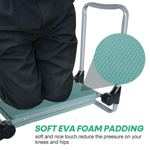 Person using Heavy Duty Foldable Garden Kneeler And Seat Stool With Tool Pocket And Soft EVA Kneeling Pad For Seniors And Garden Lovers