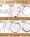 Diagram showing 6-step folding process for Two Pack Large Pop Up Mosquito Net For Bed 78 X 31 X 22 Inch Portable Foldable Mesh Canopy.