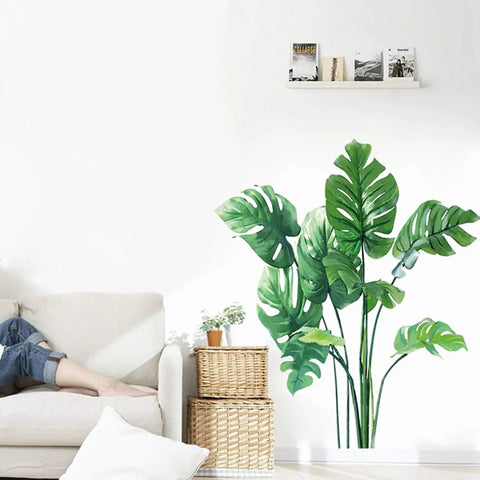 Monstera Wall Decals For Living Room And Bedroom Decor Tropical Plants Wall Stickers Vinyl Mural Kit For Nurseries And Offices