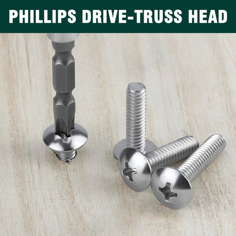 Top Shelf Heavy Duty Truss Head Machine Screws, Phillips Drive, 1/4-20 By 3/4 Inch, 18-8 Stainless Steel 304, Rust Free Bright Finish, Pack Of 50, Built Like A Tank Hardware with truss heads and Phillips drive