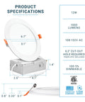Diagram of 6 Inch Ultra Thin LED Recessed Ceiling Light With Junction Box Pack Of 12, 12W Dimmable Canless Wafer Slim Panel Downlight
